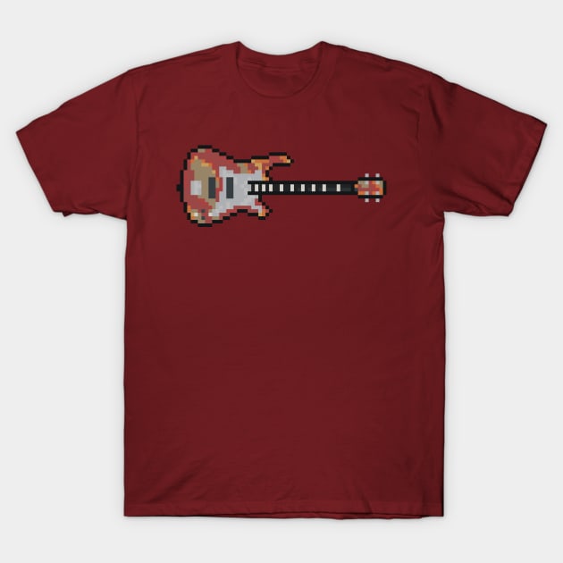 Pixel Rusty Metallic Bass Guitar T-Shirt by gkillerb